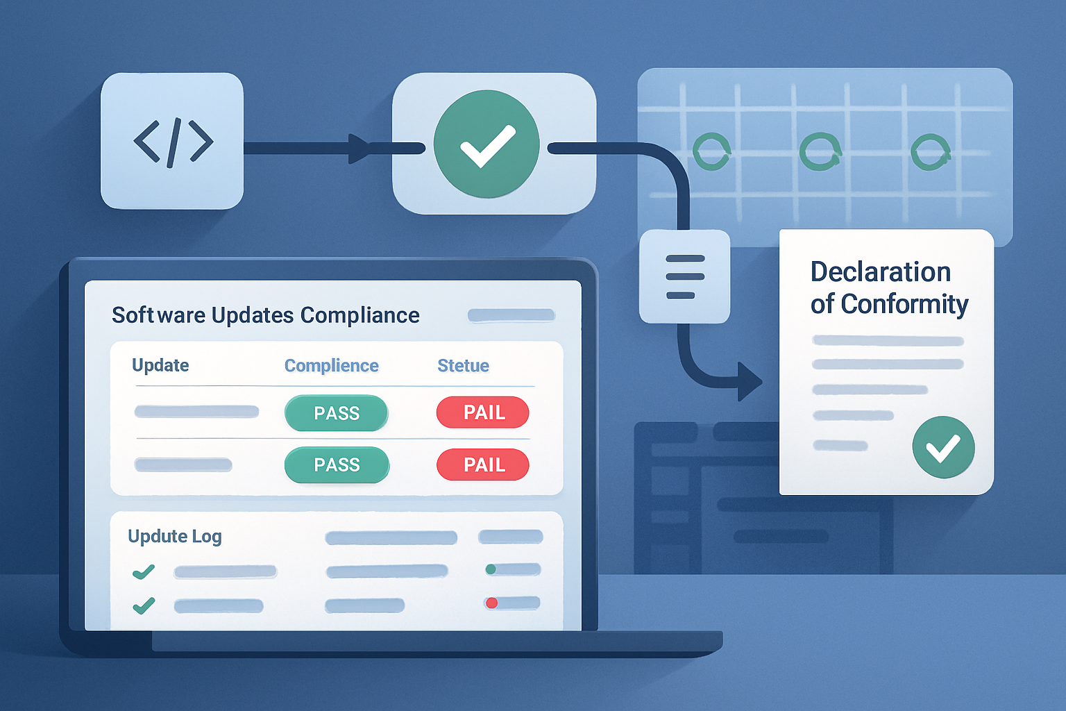 Automated software update compliance workflow with SaaS dashboard and pipeline visualization