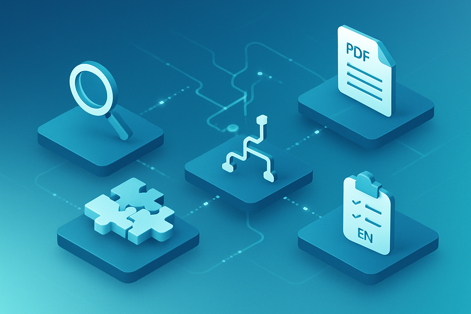 Flusso di lavoro dell'autovalutazione passo dopo passo - vista isometrica delle fasi collegate dalla definizione dell'ambito alla Dichiarazione di Conformita