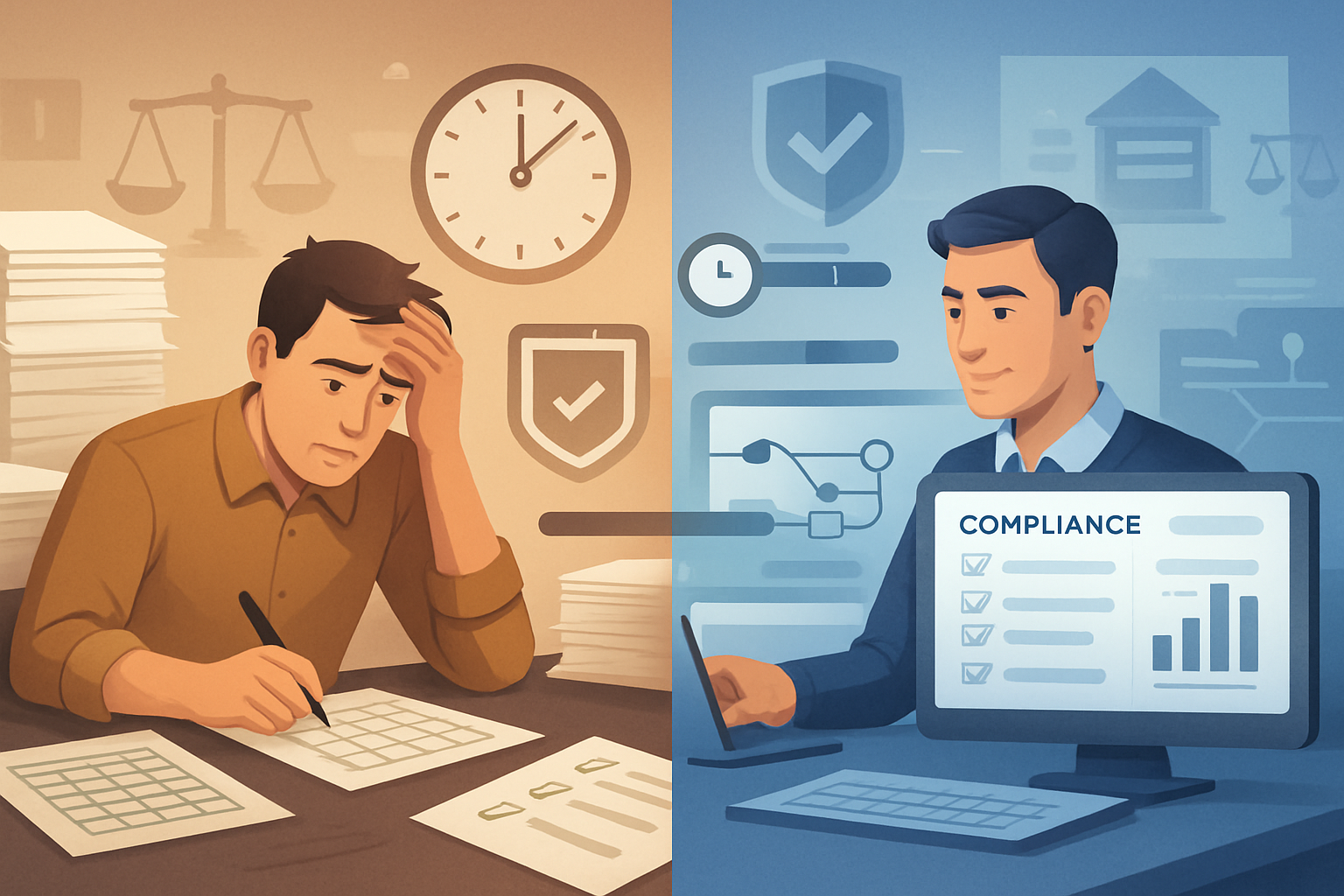 Comparison of manual versus AI-assisted EN 18031 compliance workflows
